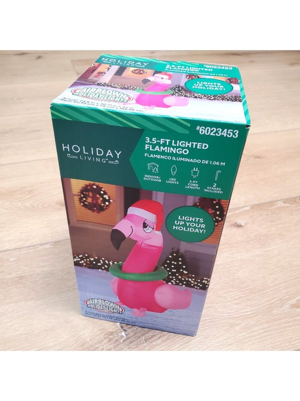 Flamingo Christmas Inflatable Airblown 3.5 Ft Lighted New in Box Holiday Yard